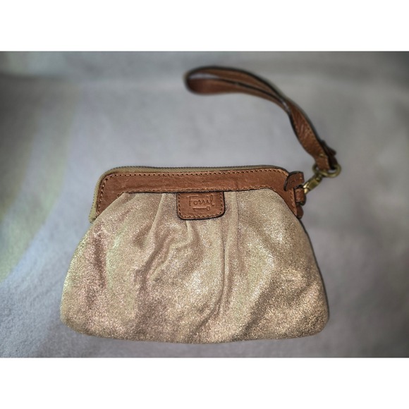 Fossil Sparkly Embellished Wristlet and Coin Purse Tan - Picture 2 of 9